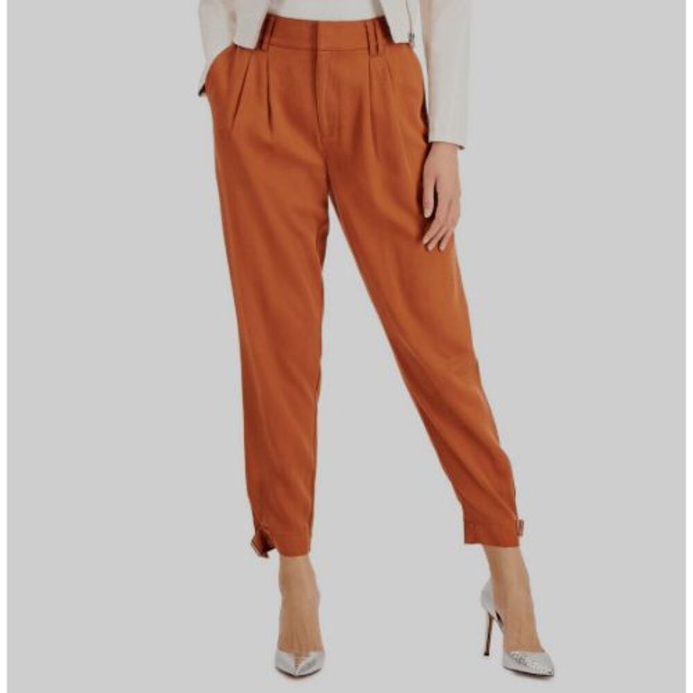Bar III Lyocell Buckle Ankle Trousers Dress‎ Pants Burnt Orange Size 0